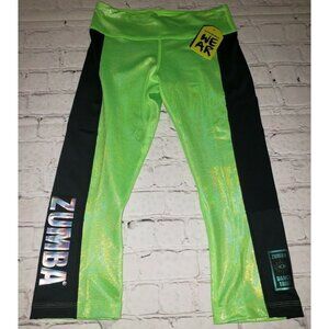 Nwt Zumba Shine Bright Crop Leggings Lime Green Size XS